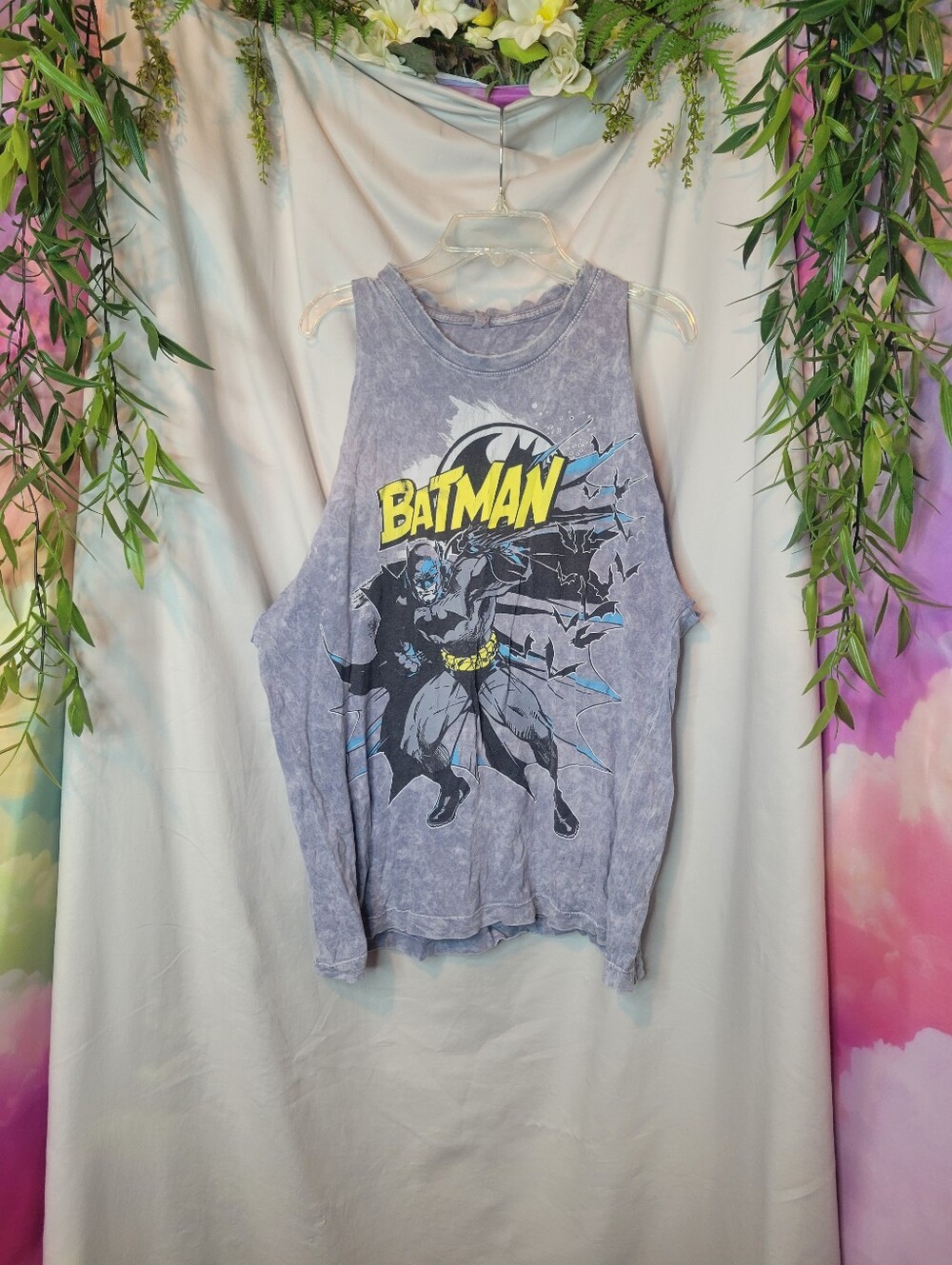 DC Comics Batman Comic Art Design, Stone Washed, Altered